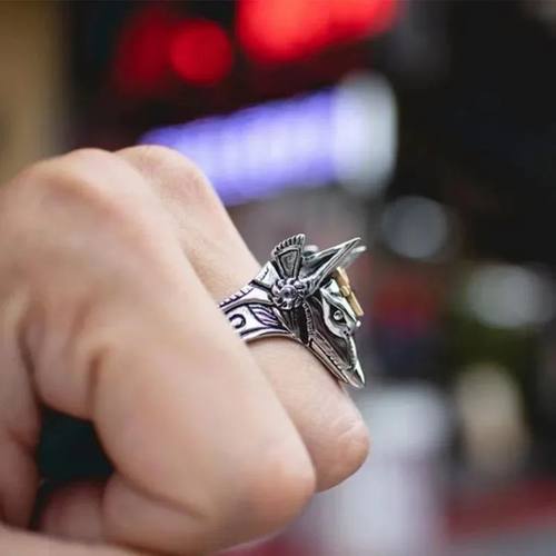 New Vintage Egyptian Cross Anubis God Rings for Men Unisex P