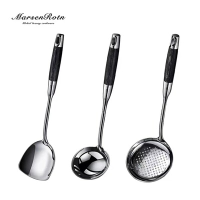 MarsenRotn不锈钢锅铲炒菜盛汤汤勺耐高温锅铲勺漏勺