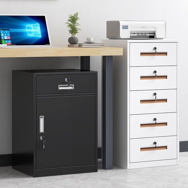 铁皮文件柜矮柜办公室储物柜档案资料柜带锁抽屉柜桌下收纳小柜子