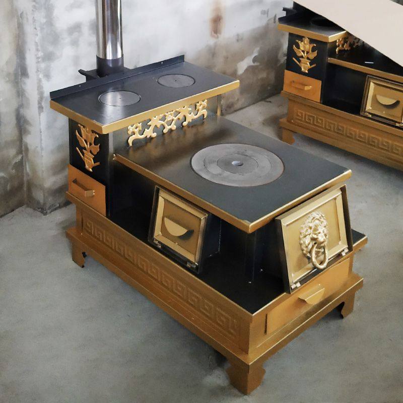 柴火灶家用农村新款式三门双台面取暖烤火炉多功能火炉四川柴火炉,大家电,灶台支架,淘宝优惠券,粉丝福利购,淘宝优惠卷