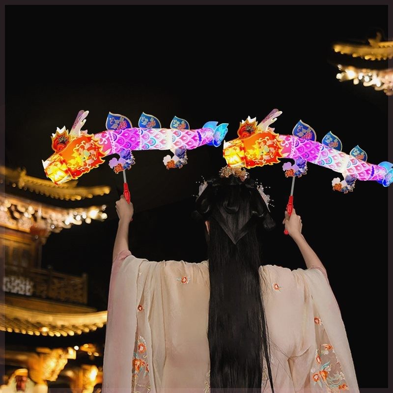 中国龙蛇年灯笼元宵七彩灯笼春节花灯发光舞龙灯民间非遗传承新品