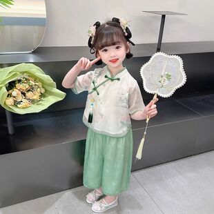 汉服女童夏装2023新款国古风超仙女孩宝宝夏季儿童唐装套装新中式