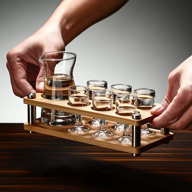 家用玻璃白酒杯分酒器酒盅小号套装酒具饭店商用2两一口杯小酒杯