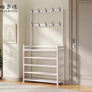 哈尔优鞋架家用入户玄关多功能一体鞋帽架宿舍落地式省空间挂衣架