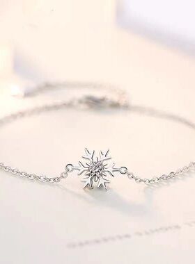 雪花元素礼物潮流雪花银手链女生ins小众设计新款精致闺蜜手饰品
