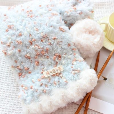 围巾diy毛线编织薄荷小熊皮草线手混豆豆线材料包送男女朋友礼物