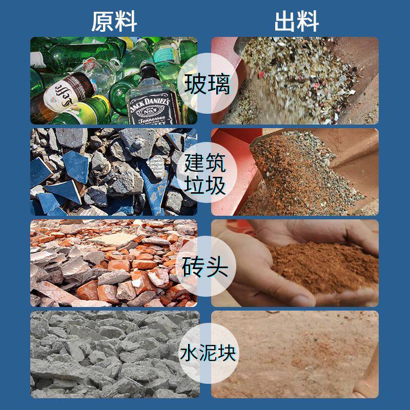 锤式粉碎机加气块砖头煤玻璃石膏瓷砖建筑垃圾小型移动制砂破碎机