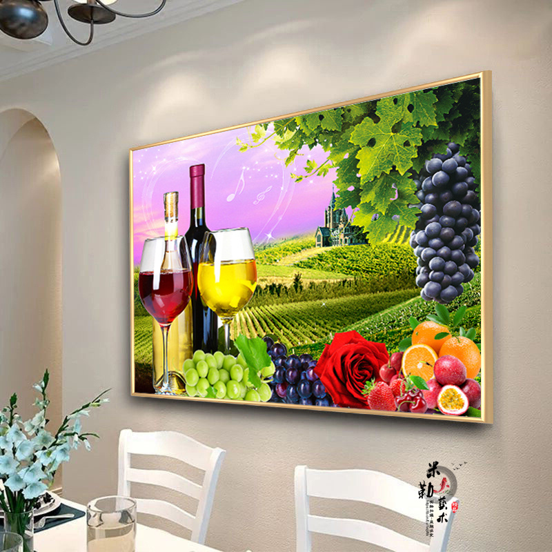 现代简约创意餐厅装饰画轻奢风挂画水果酒杯客厅饭厅餐桌墙面壁画
