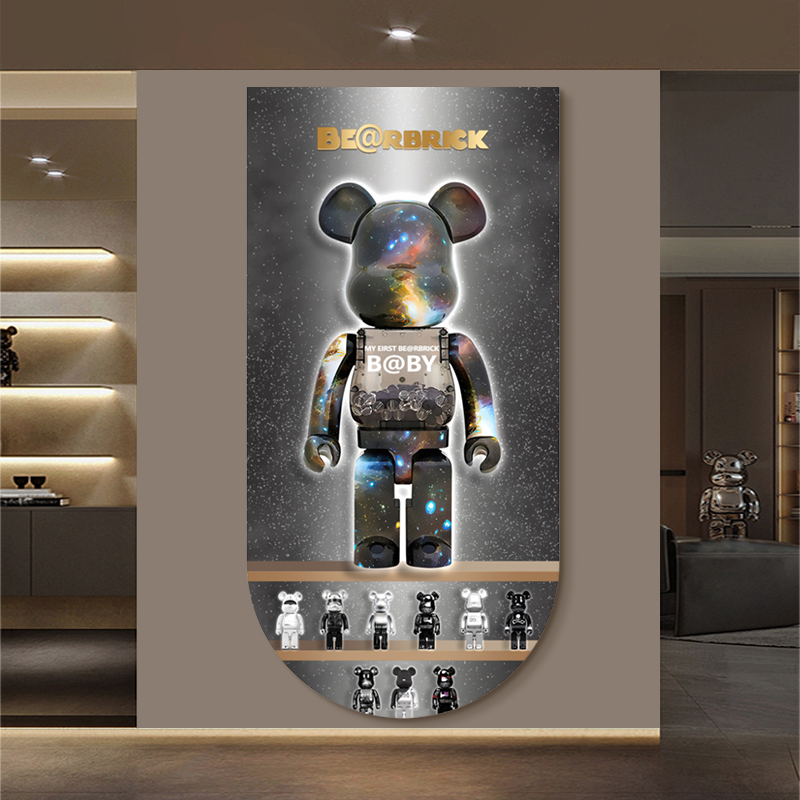赛博朋克入户暴力熊玄关kaws装饰画带灯门厅儿童房挂画走廊过道壁
