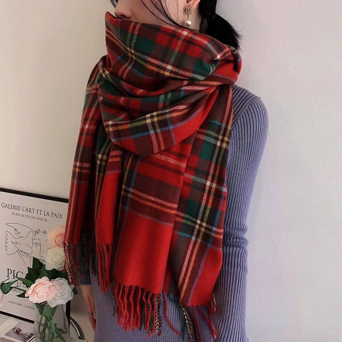 Women's Fashion Scottish Style Tartan Warm Scarf Plaid Soft
