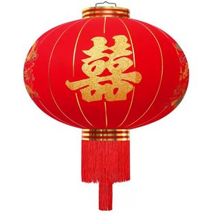 印字欢度佳节阳台绸布灯笼高档防晒户外定做灯笼串连串铁口缎布