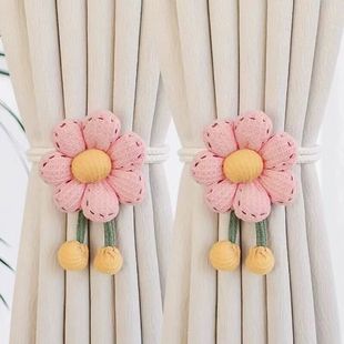 窗帘收拢夹创意窗帘简约绑带花朵一对绑绳可爱纱帘调节束带收拢扣