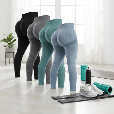 Women's 4 Piece Seamless Butt Lifting Workout Leggings Set