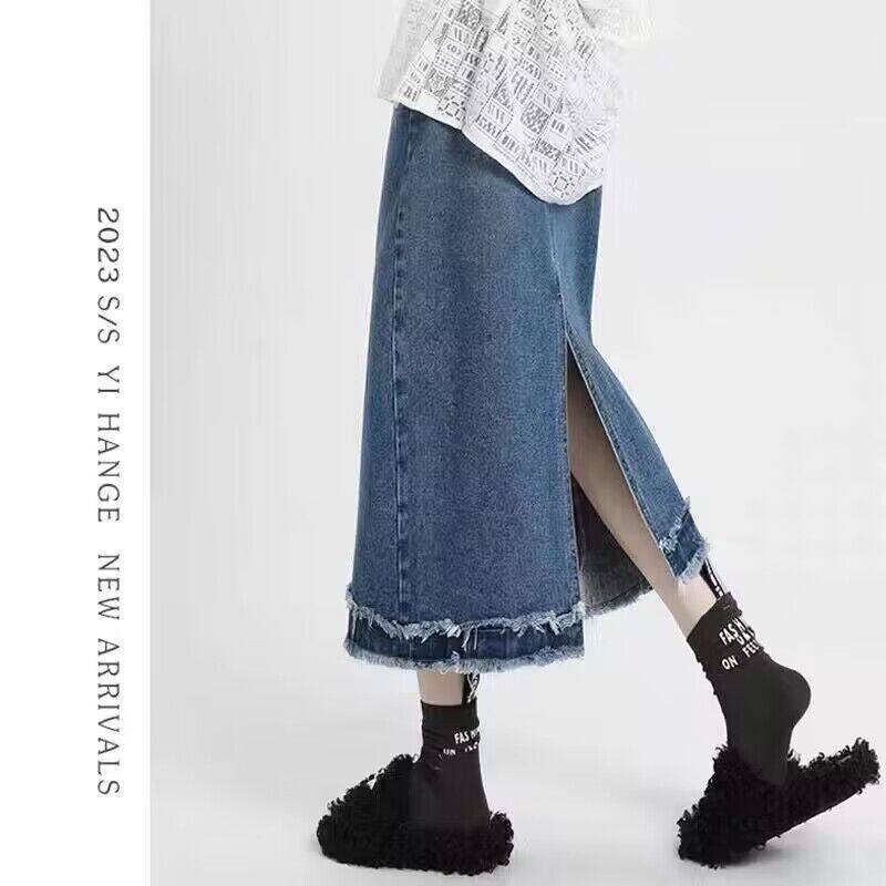 孕妇毛边牛仔开叉半身裙秋季2023秋冬加绒孕妇裙半裙a字裙长裙潮,孕妇装/孕产妇用品/营养,半身裙,淘宝优惠券,粉丝福利购,淘宝优惠卷