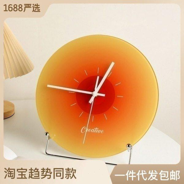 北欧钟表摆件家用表钟客厅摆放个性摆台式座钟创意落日钟静音坐钟,家居饰品,座钟,淘宝优惠券,粉丝福利购,淘宝优惠卷