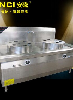 安磁304不锈钢蒸炉 电磁双头蒸包炉 双眼电蒸包炉 5星7星电蒸炉