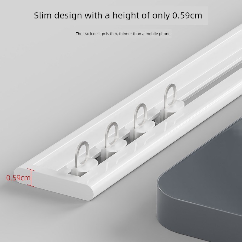 顶装内开窗窗帘轨道超薄s隐形免打孔静音挂钩式滑轨单轨导轨滑轨