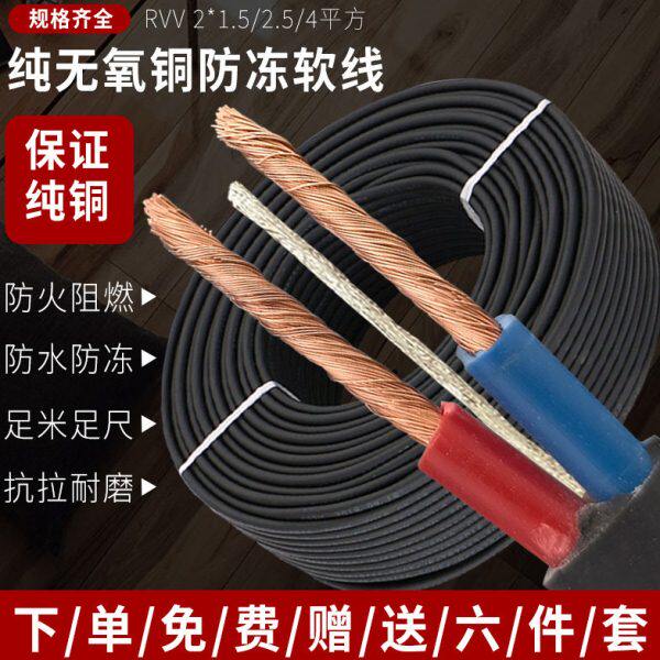 户外防冻牛筋线电源软线电缆线纯铜二芯电线1.5 2.5 4平方护套线