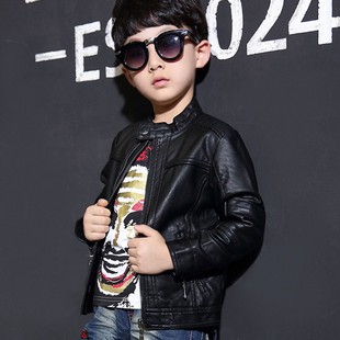 加绒加韩版 秋冬装 机车潮 儿童夹克薄款 洒酷啦男童皮衣外套2021新款