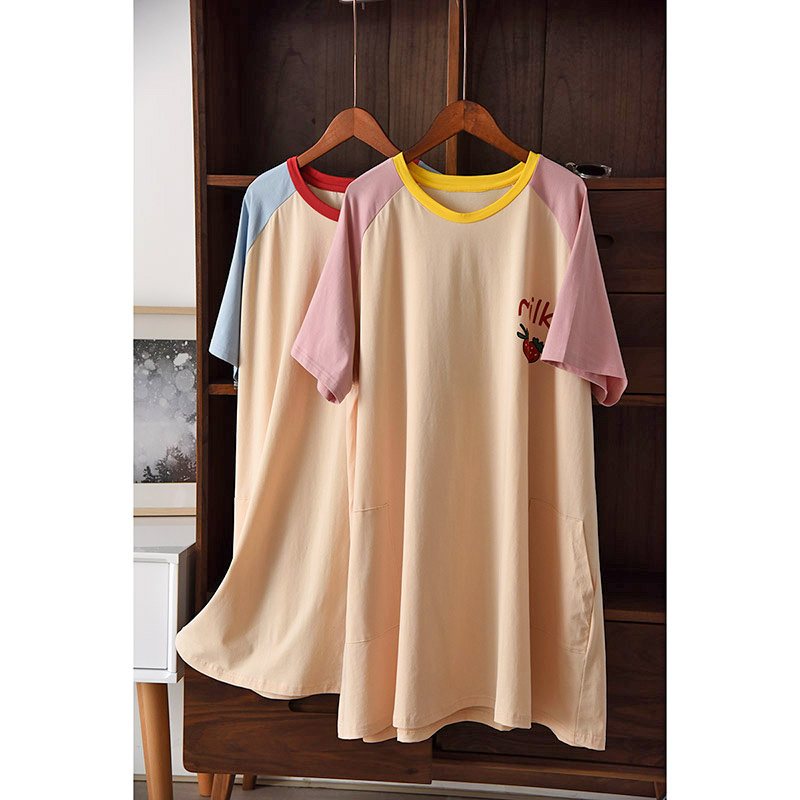 女士纯棉短袖连衣裙 睡裙 薄款宽松家居睡衣 孕妇裙 夏款 有大码,女士内衣/男士内衣/家居服,睡裙,淘宝优惠券,粉丝福利购,淘宝优惠卷