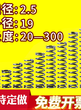 大小弹簧压力压缩弹簧压簧线径2.5外径19长度20-300回位弹簧定做