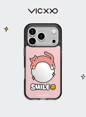 韩国VICXXO Sammyo store 粉色小猫TTIBU TTIBU手机壳艺术家联名款适用苹果16pm/17p可爱手机保护套【镜面】