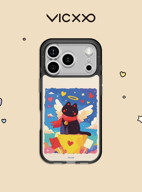 韩国VICXXO SUSIE 天使黑猫 TTIBU TTIBU手机壳艺术家联名卡通图案适用苹果16/17promax/pro韩流手机壳女磁吸
