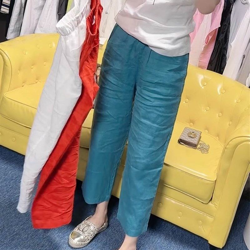 2024夏季新款棉麻直筒休闲裤女高腰显瘦梨型身材百搭八分阔腿裤,女装/女士精品,大码裤装,淘宝优惠券,粉丝福利购,淘宝优惠卷