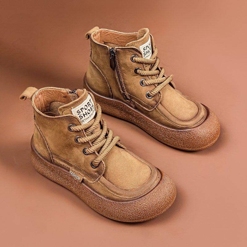 文艺复古短靴女2024新款秋冬季英伦风大码女鞋41真皮软底马丁靴43,女鞋,马丁靴,淘宝优惠券,粉丝福利购,淘宝优惠卷