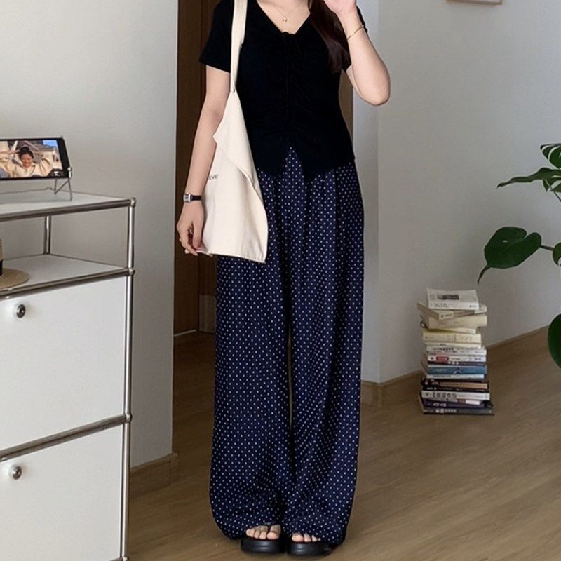 微胖的喵喵 大码女装梨形mm初夏穿搭休闲显瘦高腰波点阔腿裤 2190,女装/女士精品,大码裤装,淘宝优惠券,粉丝福利购,淘宝优惠卷