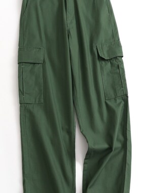 C420多瓣口袋裤覆古直筒休闲女裤秋冬新款宽松高腰及地阔腿长裤