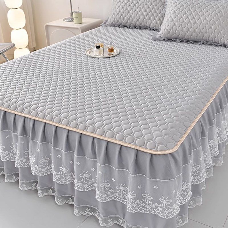 冰丝乳胶凉席床裙款公主风2024新款夏天空调软席床罩三件套可机洗,床上用品,乳胶席,淘宝优惠券,粉丝福利购,淘宝优惠卷