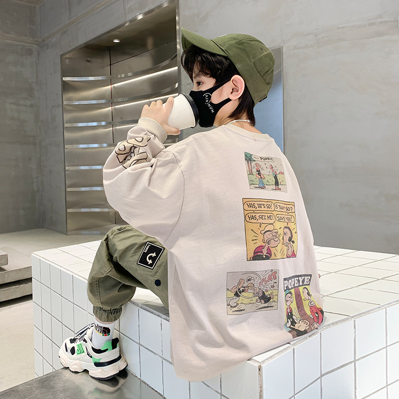 男童长袖T恤春秋款2023新款儿童打底衫秋装大男孩卫衣帅气上衣潮,童装/婴儿装/亲子装,T恤,淘宝优惠券,粉丝福利购,淘宝优惠卷