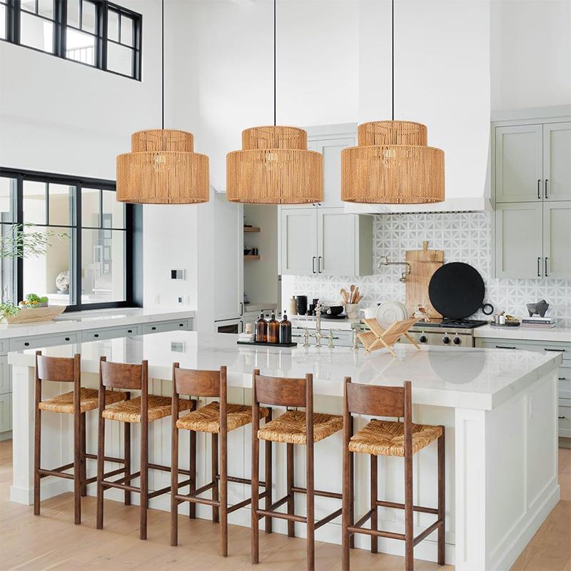 中古复古铁艺吊灯现代风民宿卧室餐厅装饰麻绳吸顶直销灯饰