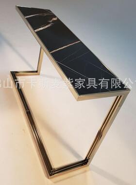 北欧简约黑色大理石玄关桌入户靠墙玄关台家用客厅高级感案桌走廊