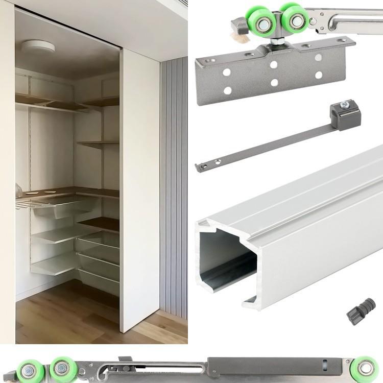 隐藏无下轨18板衣柜吊趟门滑轨实木推拉移门轨道缓冲吊轮五金配件