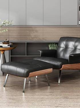 单人沙发意式极简小户型休闲椅设计师客厅卧室阳台北欧真皮躺椅