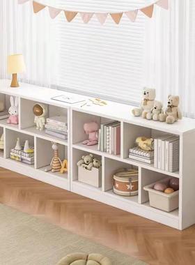 实木白色书架置物架落地儿童家用书柜客厅收纳柜子学生矮书柜现货