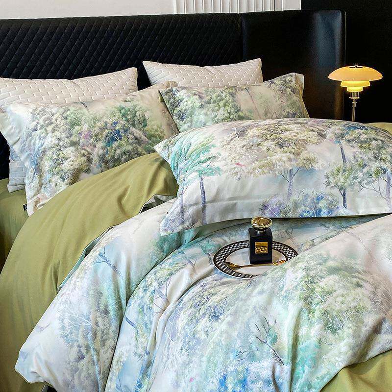 A类母婴级全棉数码印花四件套春夏单双人直播纯棉宿舍床单三件套