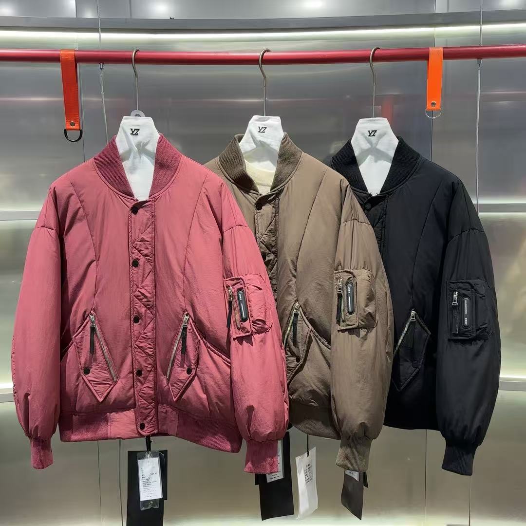 521 素劲2  冬季潮牌男女机能口袋棒球领羽绒服外套 YR6057