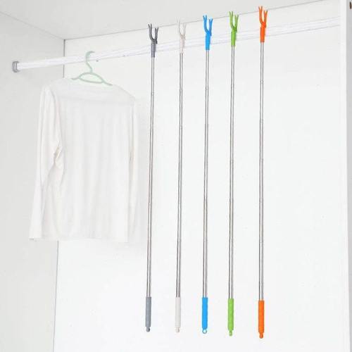 新款不锈钢伸缩U型小叉头晾衣杆 阳台挑衣杆加长晾衣杆晒衣杆衣叉