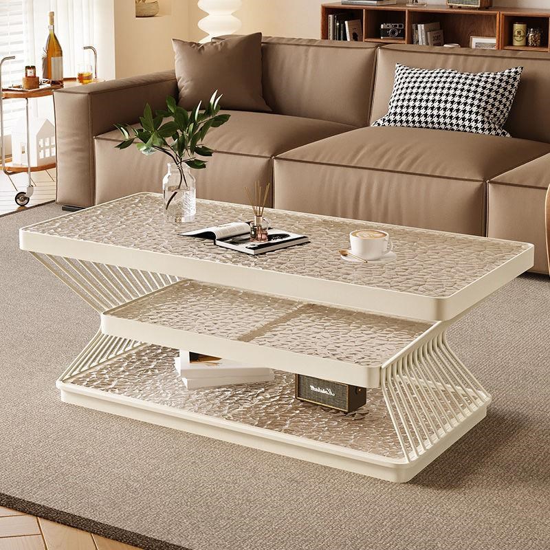 家庭客厅小c茶几可移动圆形奶油岩板茶几家用客厅新款现代长方形