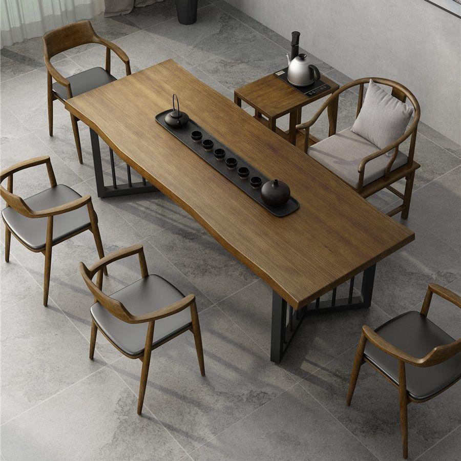 简约实木大茶桌新中式茶台办公室茶几禅意泡茶桌茶室会客桌椅组合