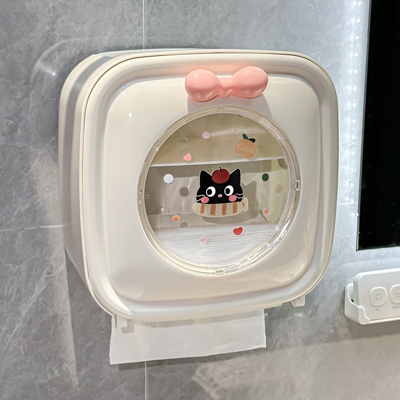 卫生间实c心卷纸盒免打孔防水纸巾盒抽纸置物架厕所壁挂式厕纸收