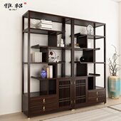 新中式 实木博古架乌金木多宝阁现代简约屏风隔断古董架茶叶架家具