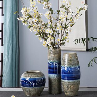 新中式青花瓷复古手工陶瓷花瓶摆件插花装修台面软装样板房装饰品