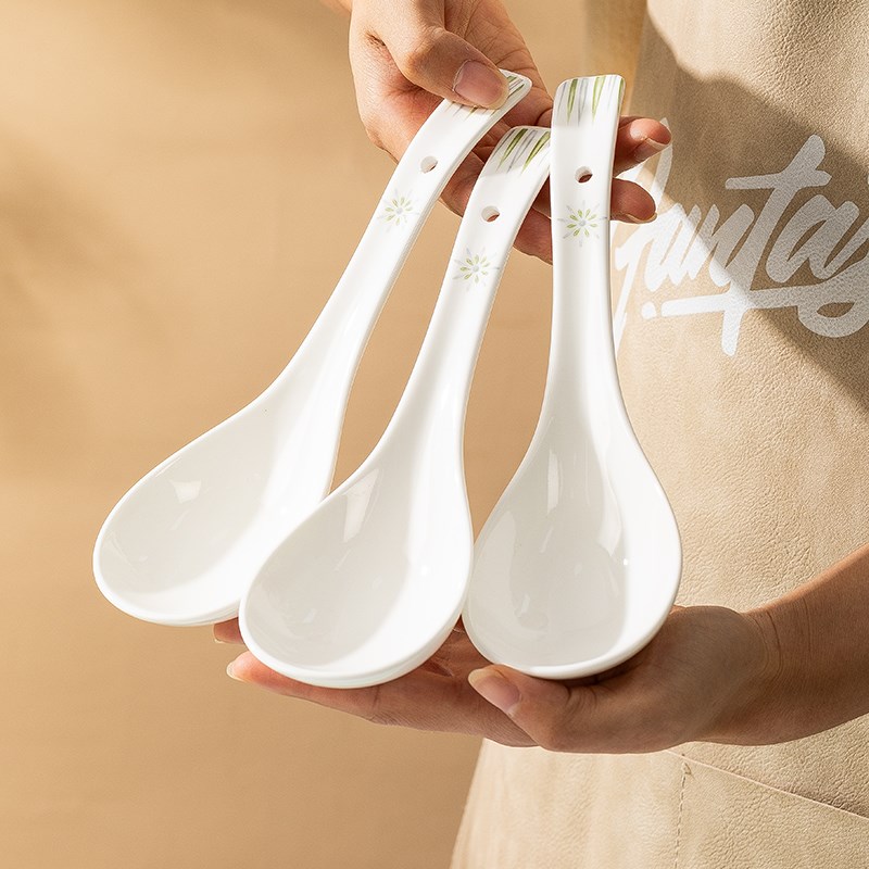 陶瓷长柄勺子家用202p4新款可爱大勺汤匙米饭勺调羹精致盛汤勺瓷