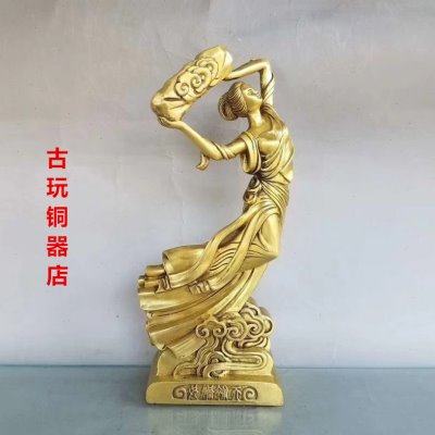 纯铜女娲补天摆件大地圣母女娲娘娘铜像玄关办公室桌面工艺品摆件