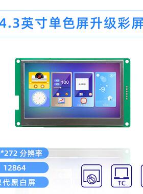 4.3英寸迪文单色屏升级彩屏DMT48270C043_04W单片机串口液晶12864
