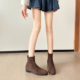 羊猄绒面 粗跟内增高5cm短靴女小个子增高显瘦方头秋冬及踝瘦瘦靴